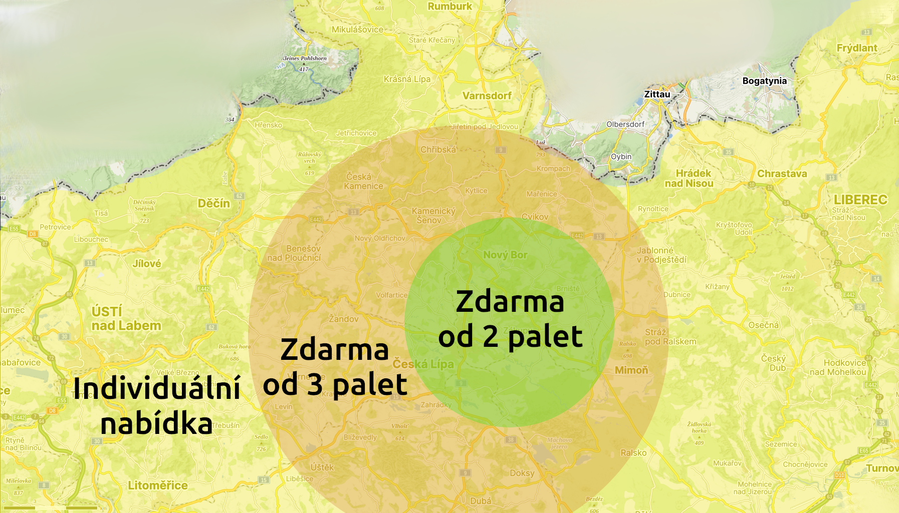Mapa rozvozu
